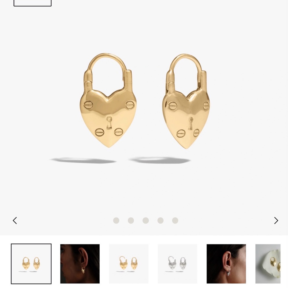 Gold Heart Padlock Earrings